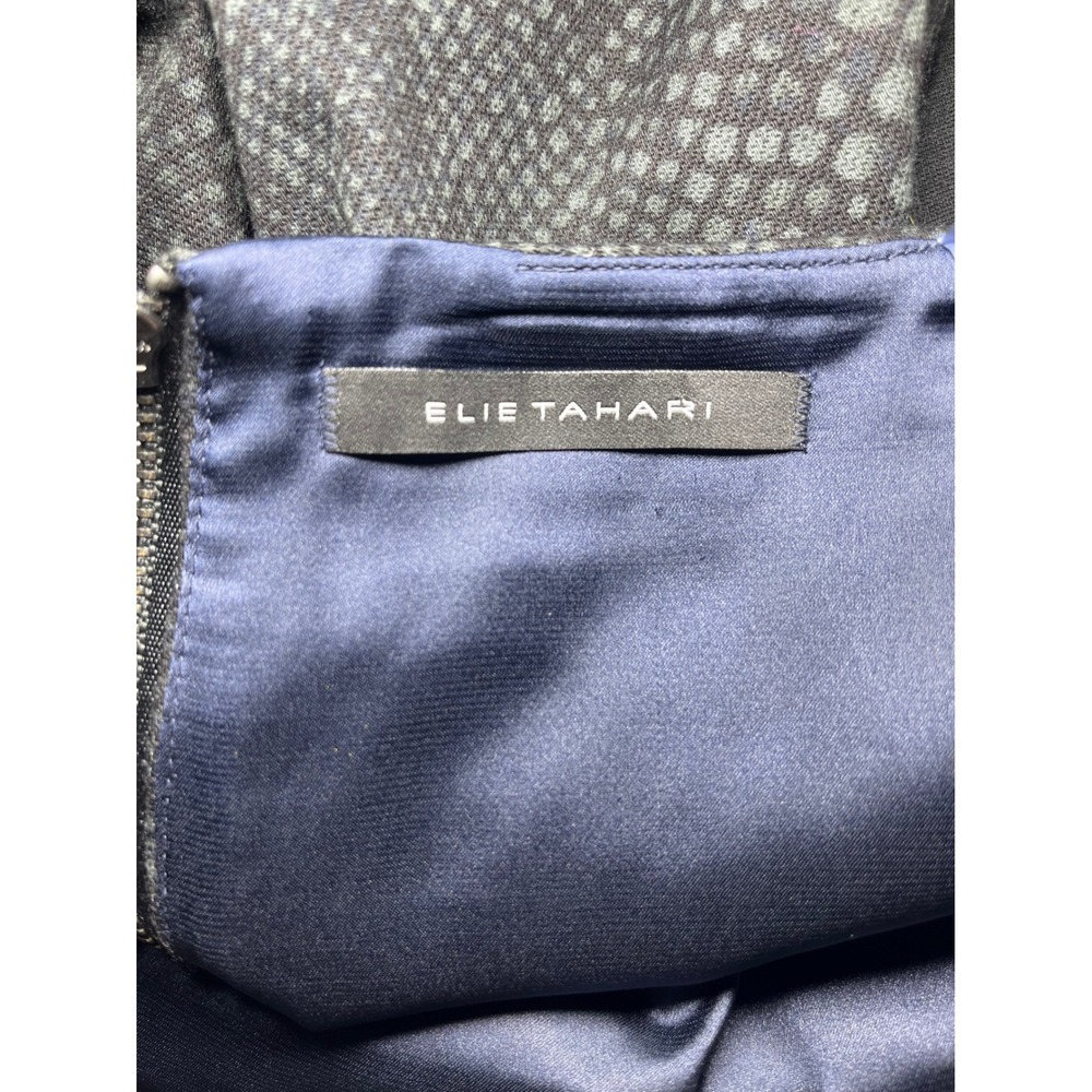 Elie Tahari Size 10 Pencil Skirt Black Snakeskin Print Color Block Lined - Picture 7 of 9
